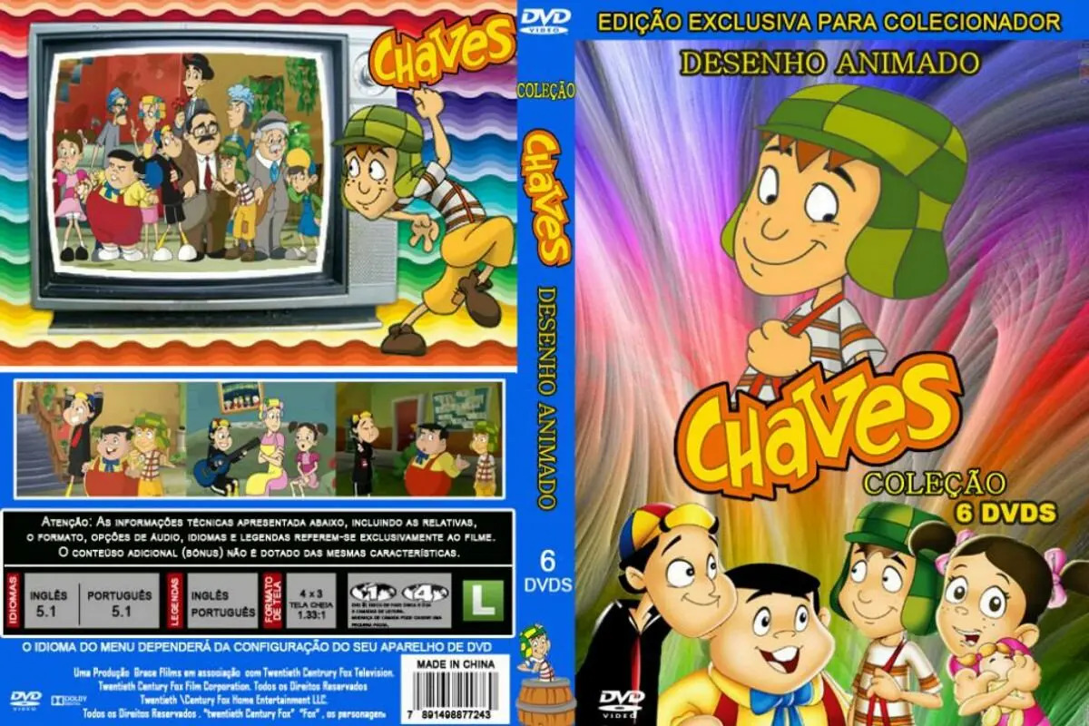 Coleção Completa Chaves Desenho Animado Com 6 Dvds R 19,90 em