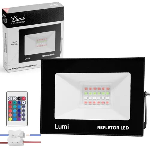 Luminária Lumi refletor super LED holofote 50W colorido RGB bivolt a
