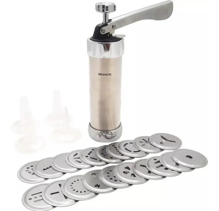 Maquina De Fazer Biscoito Cookies Biscoiteira Inox 20 Moldes Mercado
