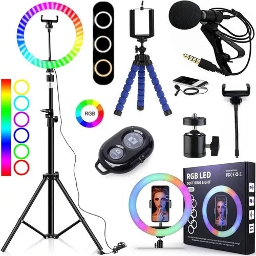 Kit Luz Colorida Ring Light Rgb Acessórios Tiktok Youtuber Frete grátis
