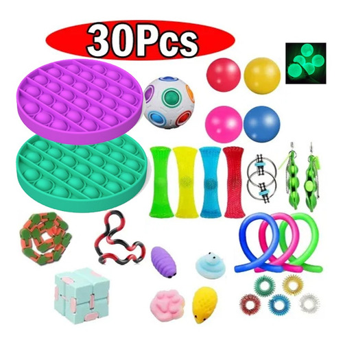 30 Piezas Pop It Fidget Toy-Push Fidget Conjunto De Brinqued | Cuotas Sin Interés