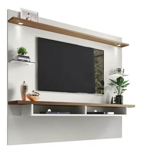 Mueble Tv Moderno Flotante Lacado Con Panel Ref: Mural28 | Muebles Coffee