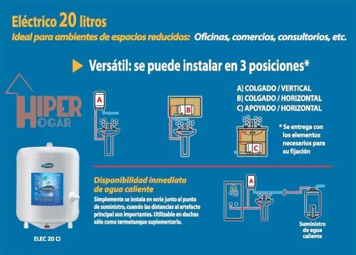 Termotanque Electrico Ecotermo 20 Litros Conexion Inferior | Hiper-Hogar