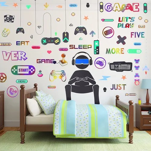 56 Piezas Gamer Wall Decals Gamer Wall Sticker Gamer Co... Envío gratis