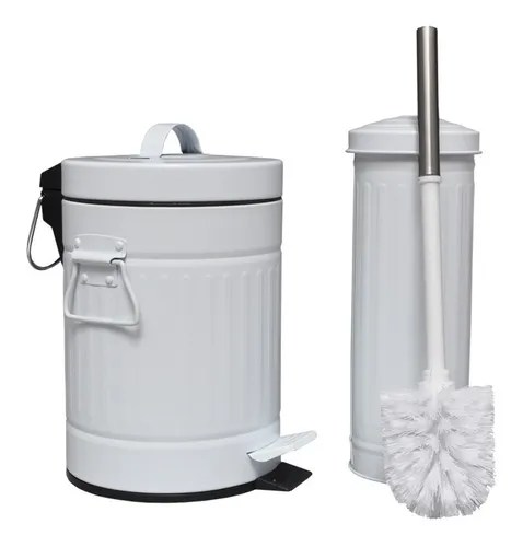 Set Baño Cesto Tacho Basura 3 Lts Escobilla Accesorio Retiro | Overhard