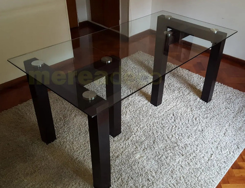 Mesa Vidrio Templado 1.80 X 0.90 M 2 Bases Madera Laqueada | Mercadolibre