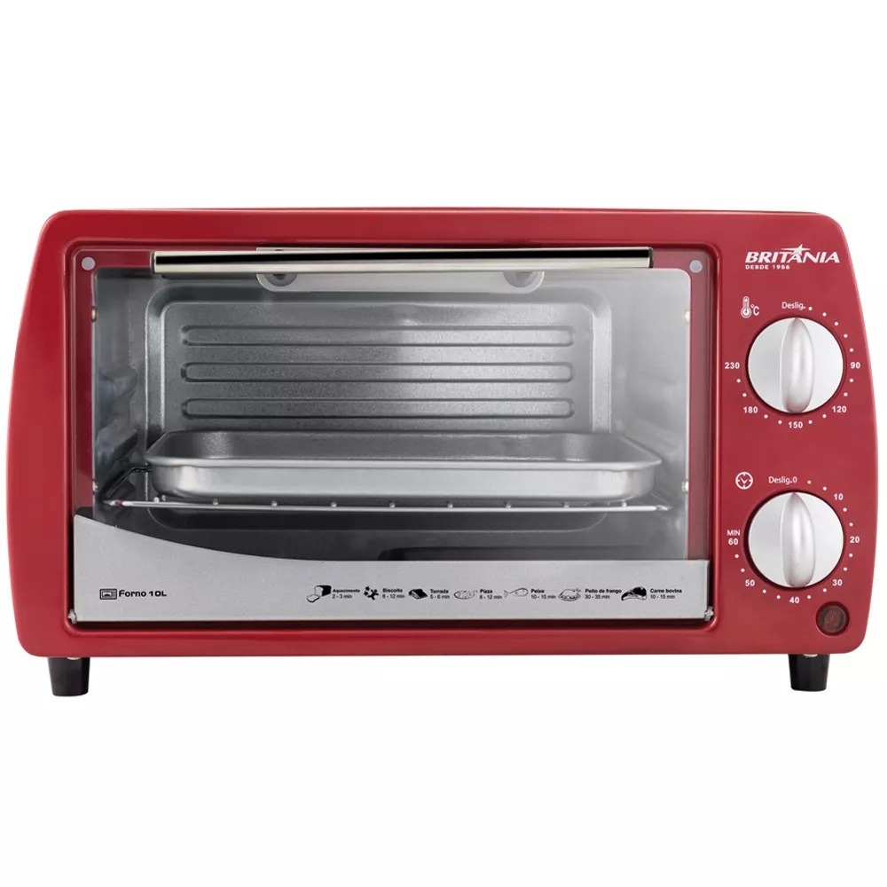 Forno Elétrico 10 Litros Vermelho Britânia Com Assadeira220v Mercado
