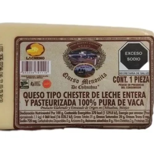 Queso Menonita Tipo Chester De 9 Kilos Meses sin interés