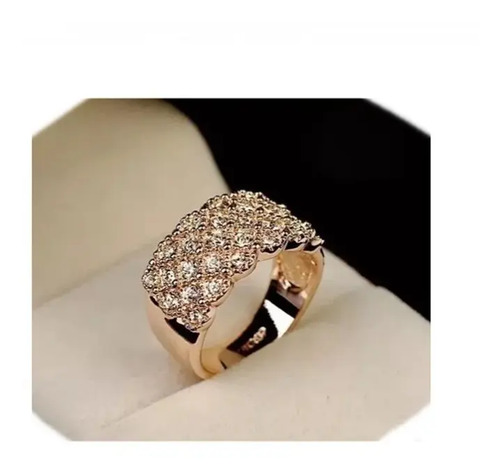 Anel Banhado Ouro Rose 18k Feminino Cristais Swarovski Parcelamento Sem Juros
