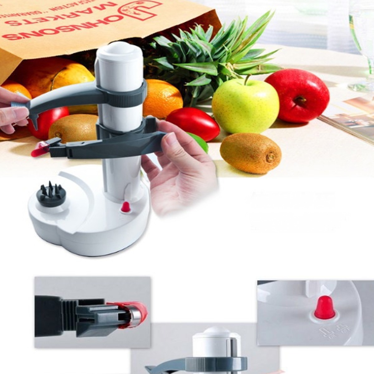 Branco Elétrico Descascador Automático Cortador De Batata Mercado Livre