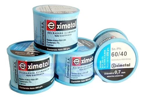 Estaño 0.7mm Eximetal 60/40 1/4kg Soldadura Rollo 250gr Envío gratis