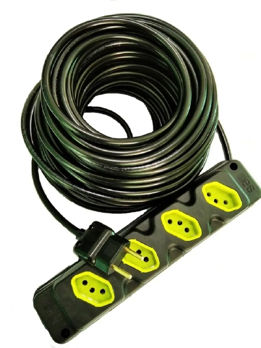 Extensão Elétrica 50 Metros Cabo Pp 2x2,5mm 4 Tomadas Mercado Livre