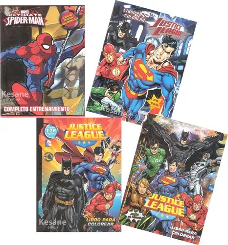 Paquete Libros Colorear Jumbo Batman Superman Super Heroes Kesane