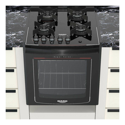 Fogão de embutir Dako Glass 4Q a gás/elétrico 4 queimadores preto 127V