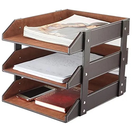 Very Sturdy 3 Tier Leather Desk File Rack For Office Su... Cuotas sin
