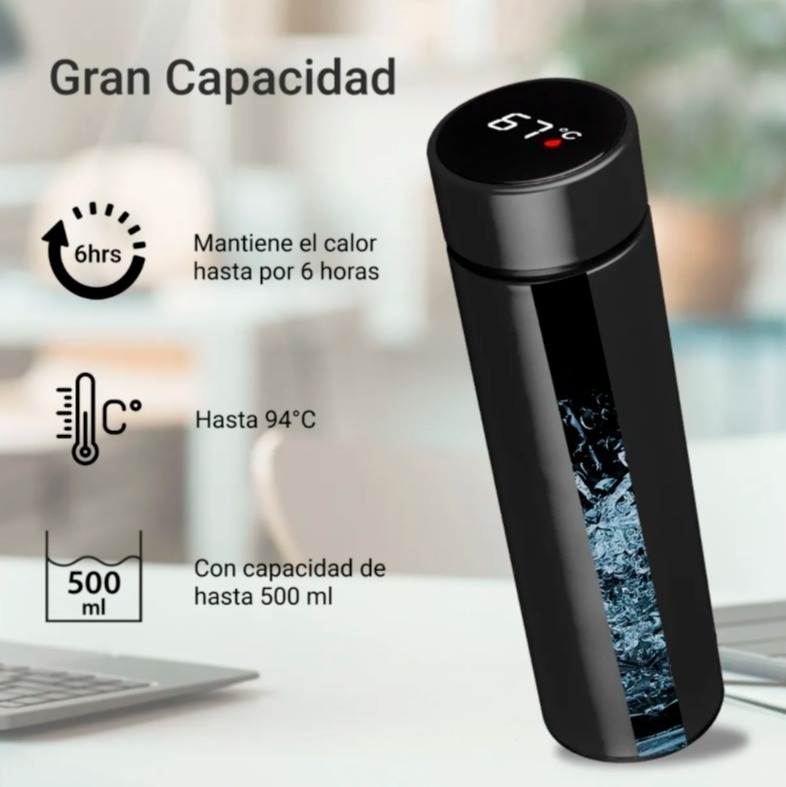 Termo Digital 500ml Inteligente De Acero Inoxidable ITZJANA SA DE CV