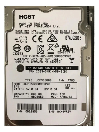 Disco Duro Interno Hitachi Huc156060Css200 600Gb | Mercadolibre