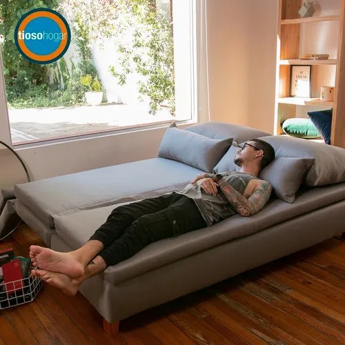 Sofa Cama 2 Plazas 2 Cuerpos Living Escandinavo Convertible en venta en