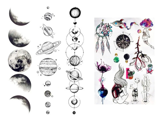 Plantilla De Tatuajes Temporales De Luna | Mercadolibre 📦 423_x_568_jpg