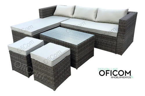 Juego Living Jardin Simil Ratan Sillones Mesa Puff Cuotas | Cuotas Sin Interés