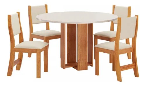 Mesa De Jantar 4 Lugares Bebel Mel/blonde/nude 27066 - Viero
