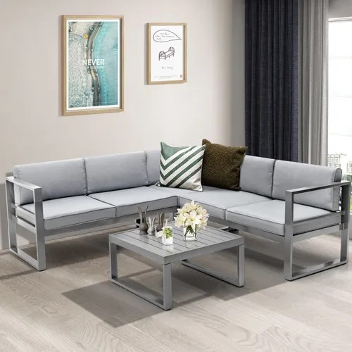 Juego De Sofas De Aluminio Gris 4 Pzs MercadoLibre