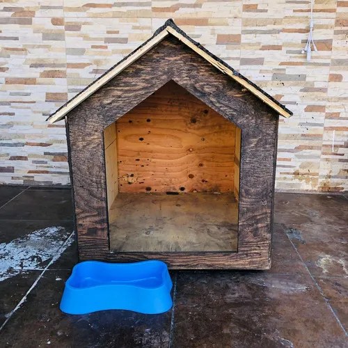 Casa Térmica Perro De Madera Mazisa Para Exterior + Plato MercadoLibre