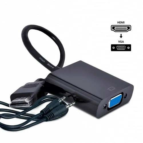 Mini Adaptador Conversor Hdmi P/ Vga Transmite Áudio E Vídeo