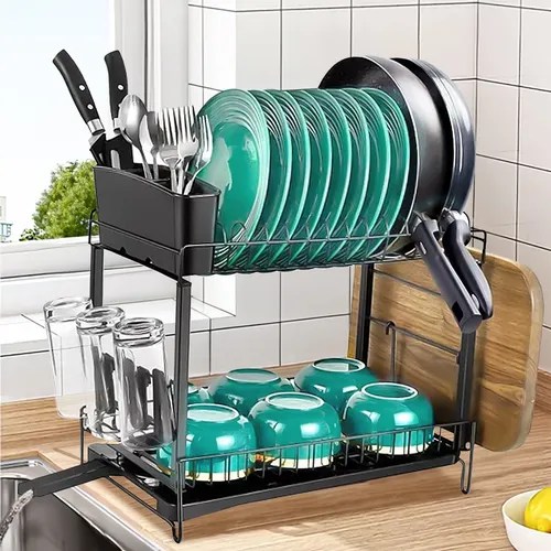 Escurridor Trastes Platos Fregadero 2niveles Bandeja Drenaje Meses