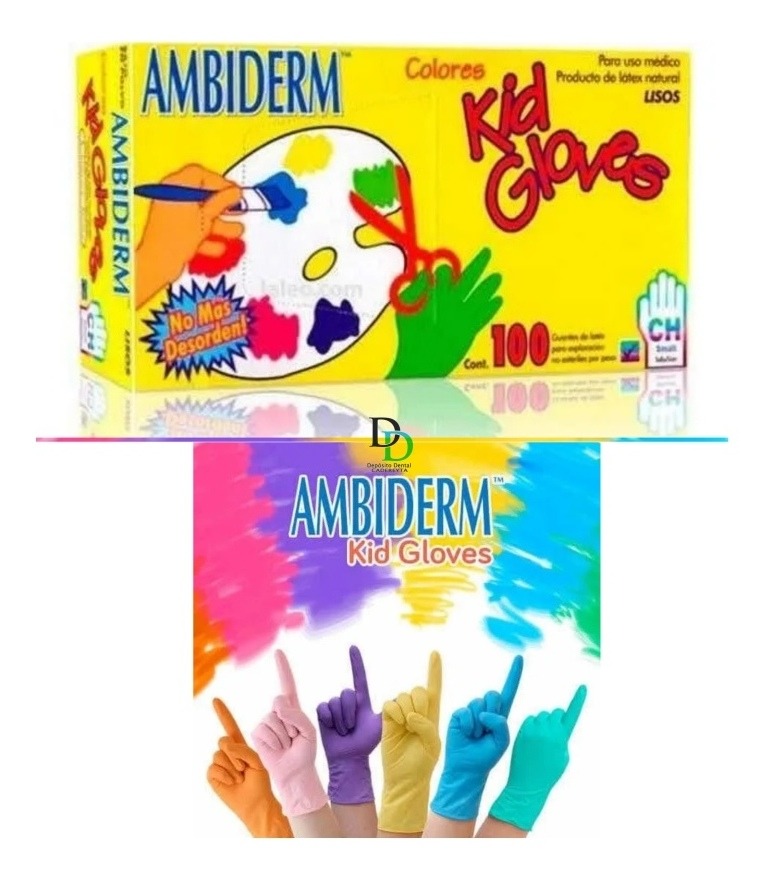 Guantes Ambiderm Kid Gloves De Látex 100 Pzas Varios Colores Mercado
