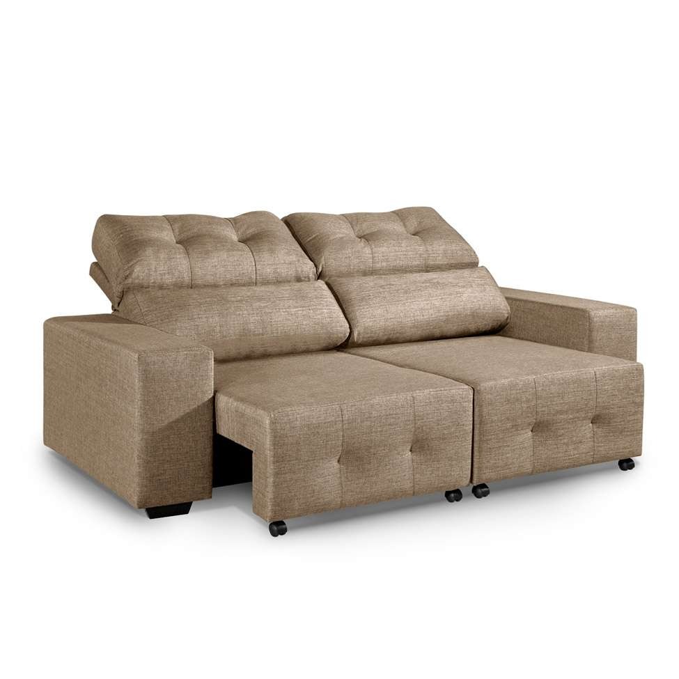 Sofá 3 Lugares Retrátil E Reclinável Arezzo Jacquard Bege Mercado Livre