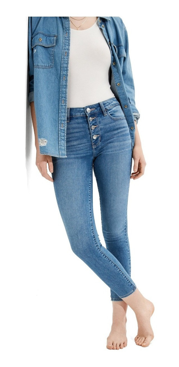 Pantalones American Eagle Mujer Hirise Jegging Crop Botones Envío gratis