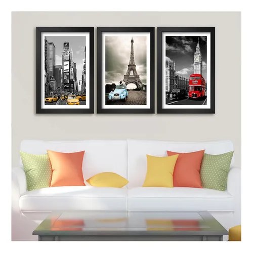 Kit de 3 marcos para Nueva York, París, Londres, 60 x 120 cm K9q