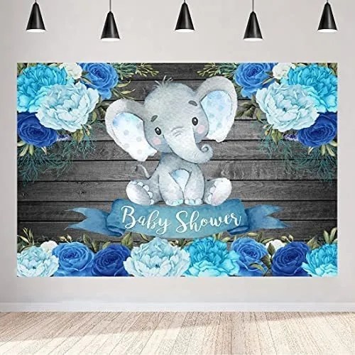 Aperturee Boy Elefante Baby Shower Telones De Fondo 5x3ft Az Meses sin intereses