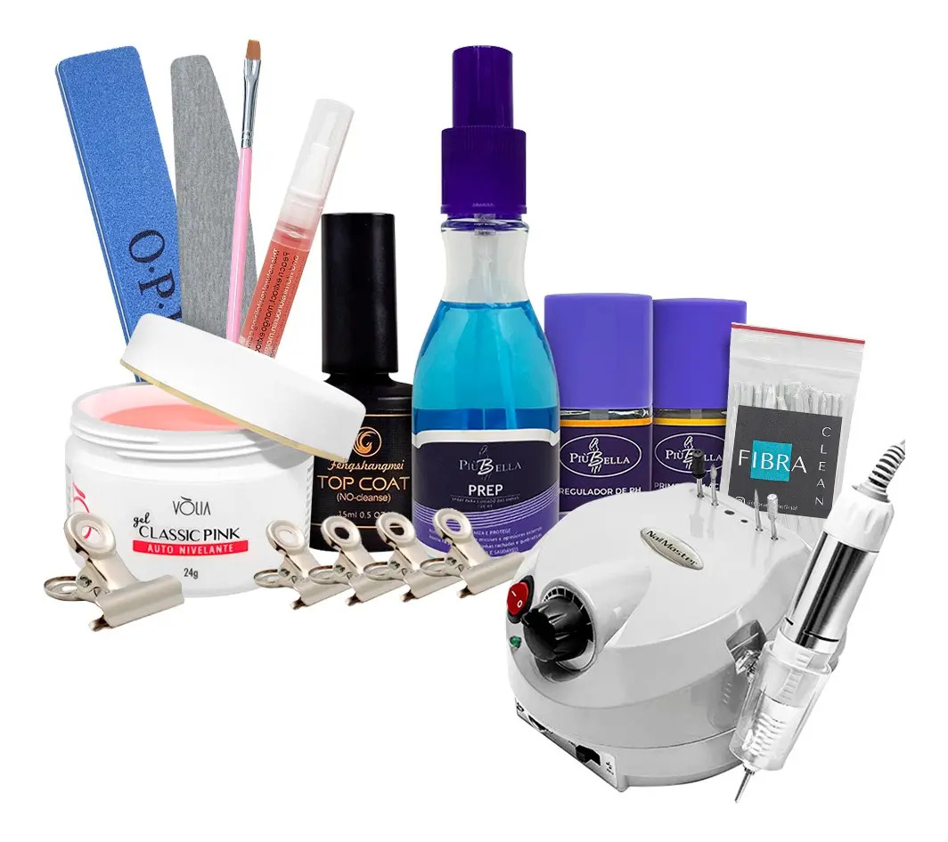 Kit Unhas Fibra De Vidro Profissional Com Motor Nail Dril Mercado Livre
