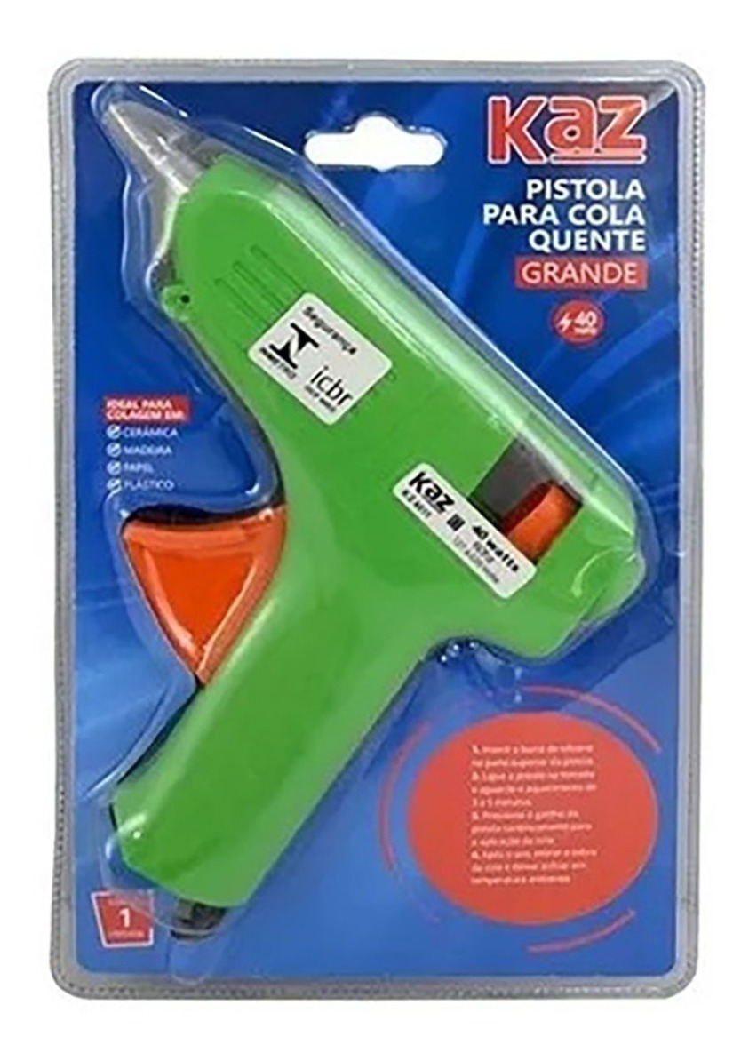 Pistola Verde Para Cola Quente 10 Watts 60hz Bivolt Kaz