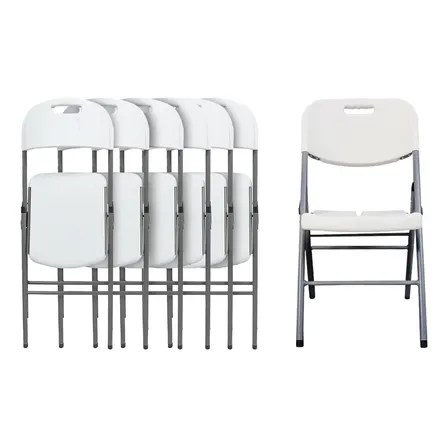 Sillas Plegables De Plástico Blanca Paquete Con 6 Sillas Blanco Lisa