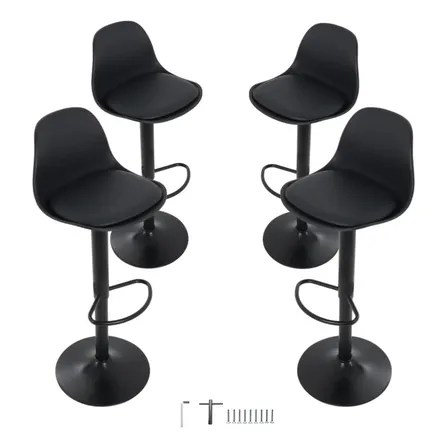 Bancos De Bar Giratorias Con Respaldo Reposapies Set De 4