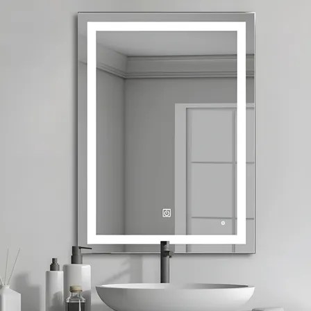 Espejo Luz Led Touch Pared Tocador Baño Vestidor 3 Luces Rectangular Con Marco