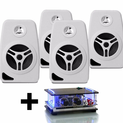 Kit Som Ambiente Módulo Amplificador + 4 Caixa Acústica Pc R 279,56