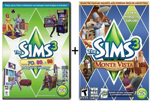 Jogo The Sims 3 Monte Vista + Anos 70 80 90 Pc Mac Dvd R 19,90