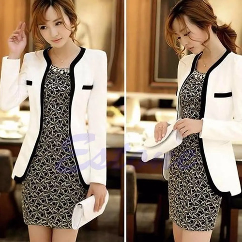 Blazer Mujer Blanco Fashion Casual Slim Jacket Outerwear 103.000 en