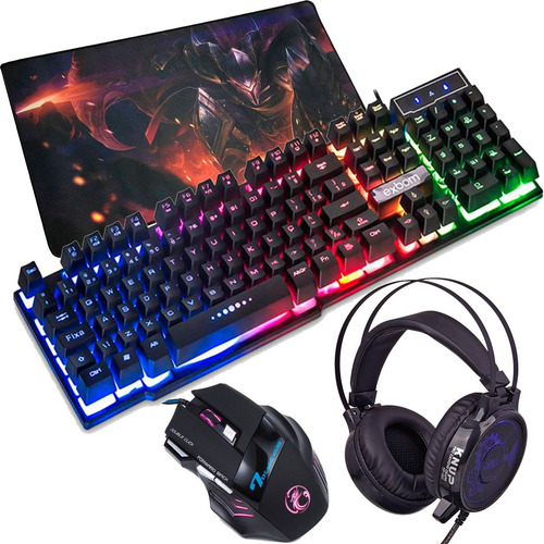 Teclado Gamer Semi Mecânico +mouse 7 Botões +headset Led R 193,00 em