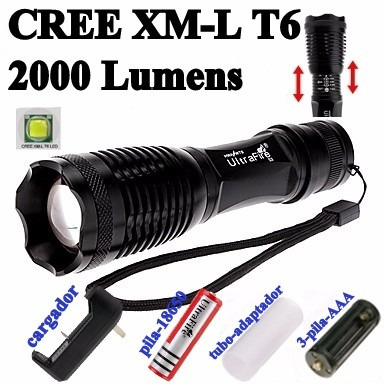 Lampara Led Tactica Ultrafire 2000 Lumens Xml T6 Recargable