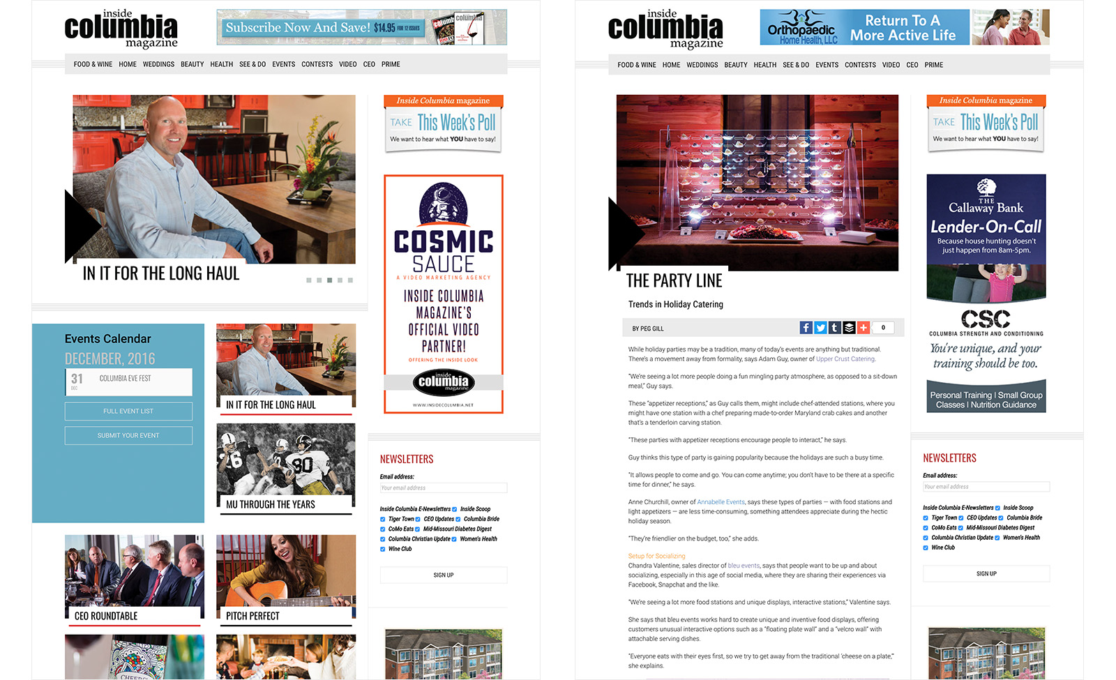 Inside Columbia Magazine Wordpress Website Design
