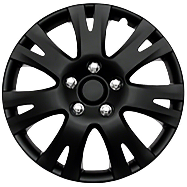 Wheel Cover; 16 Inch; 7 Split Spoke; Gloss Black; Plastic; Set Of 4