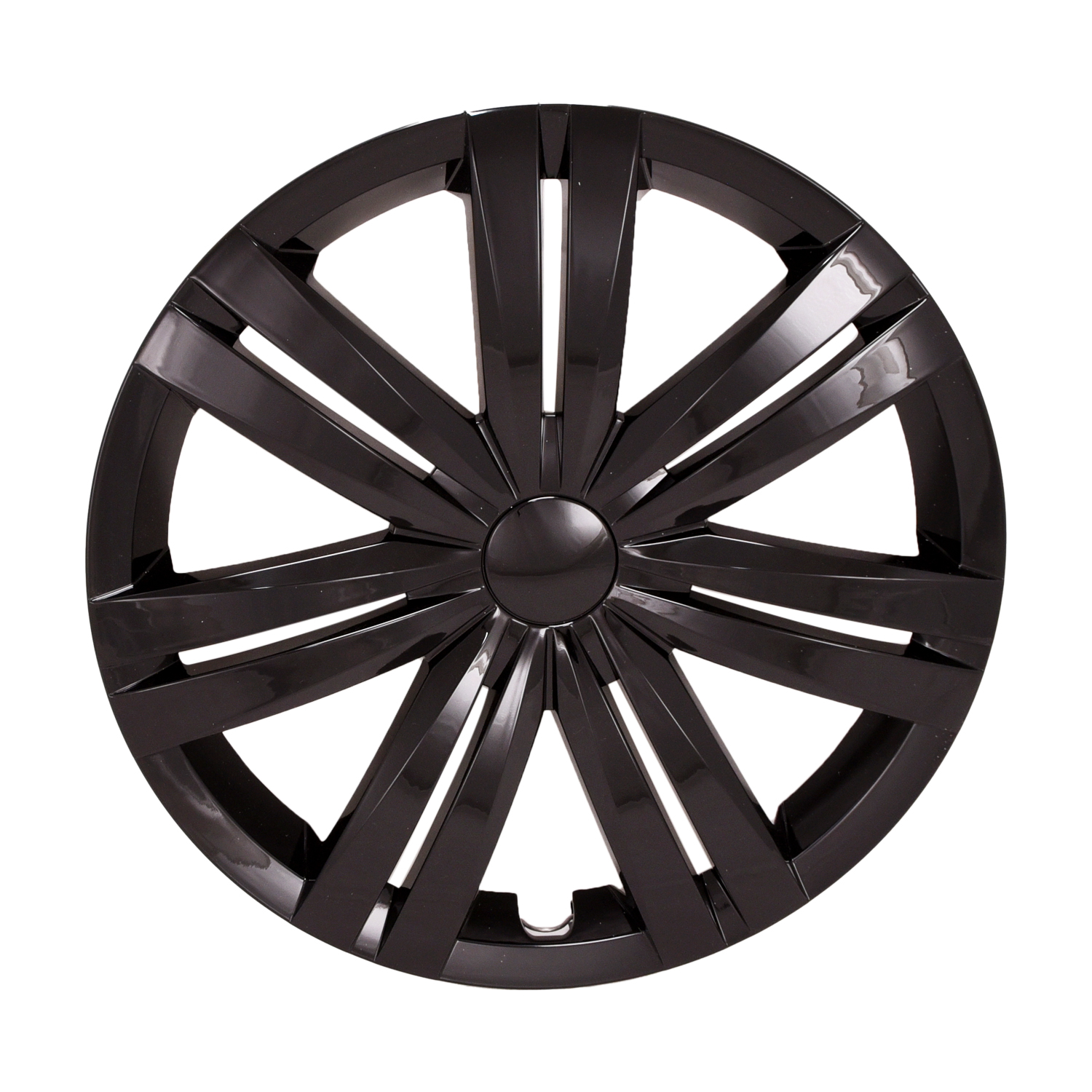 Wheel Cover; 16 Inch; 7 Double Spoke; Painted; Gloss Black; ABS Plastic