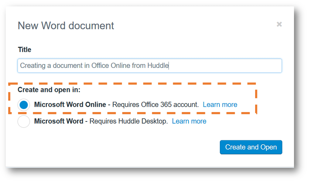 Creating Office Online documents from Huddle Ideagen Huddle Help