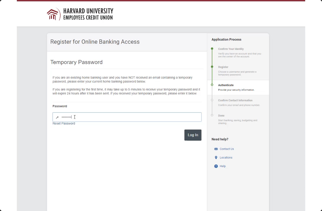 First Time Login Harvard University Employees Credit Union