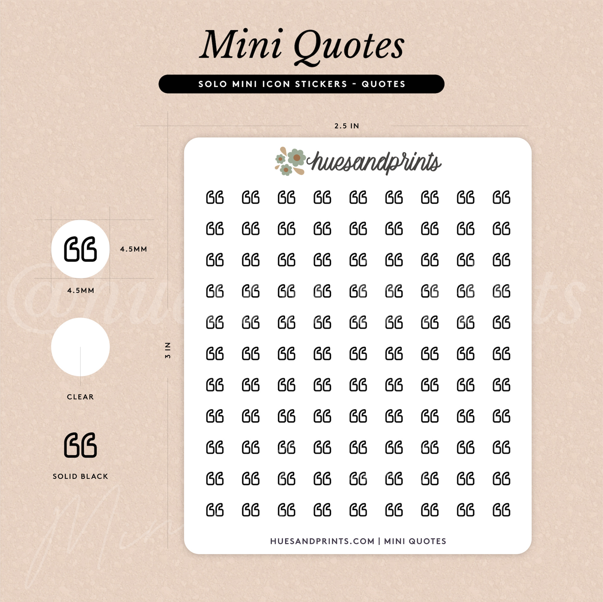 Mini Quote icon stickers for planners and journals clear stickers